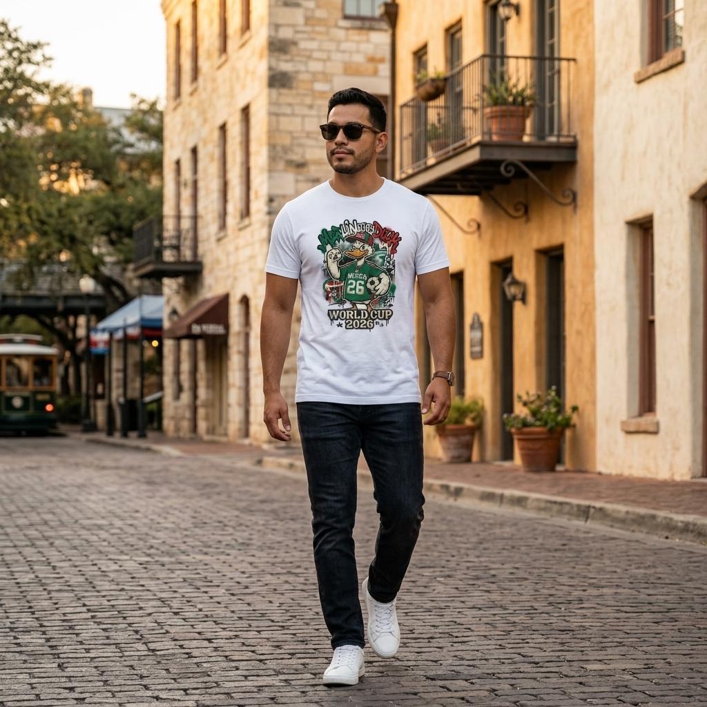 Male with white shirt walking on path.