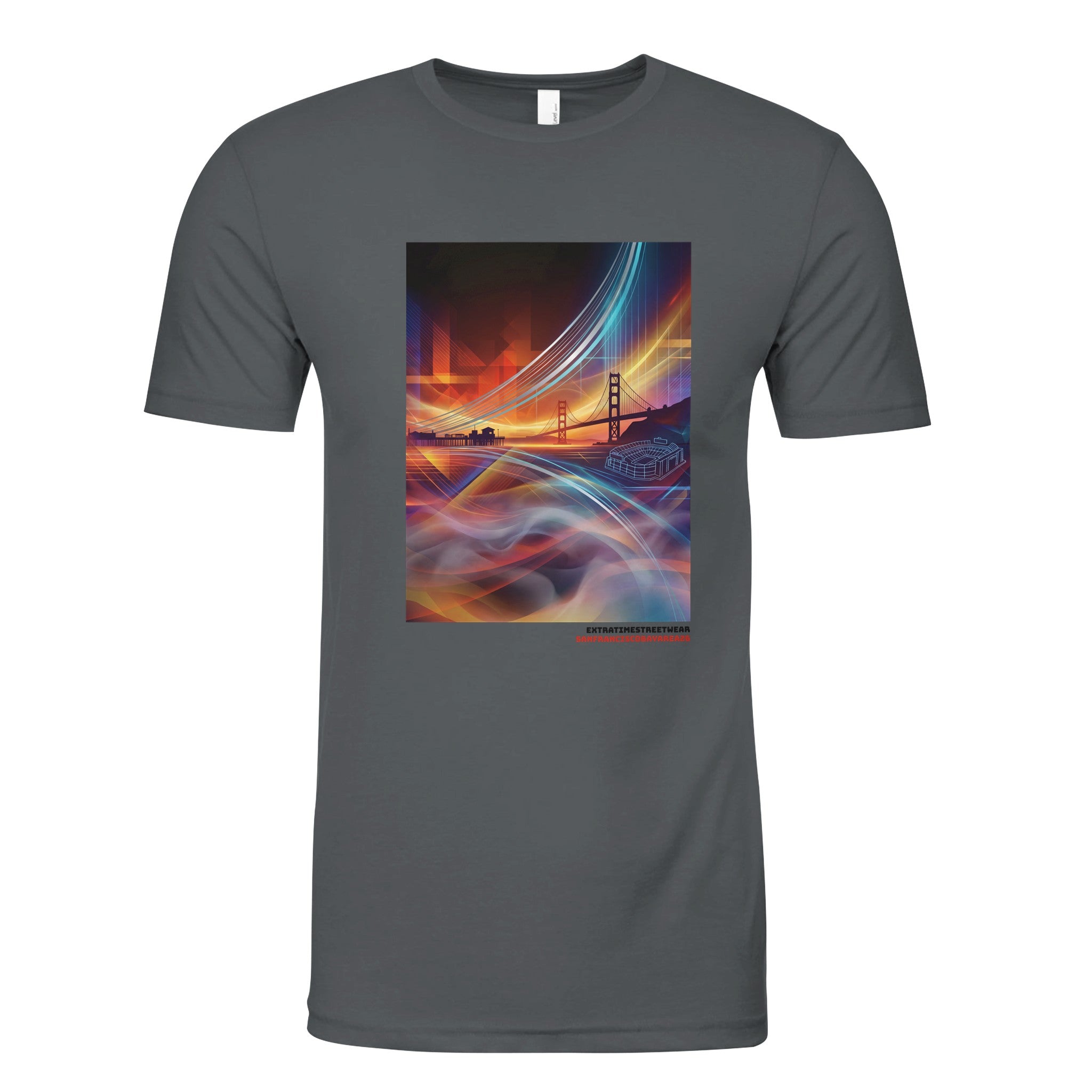 Gray with abstract design on front. 